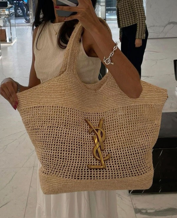 Luxury Handmade Straw Tote – Inspired by YSL