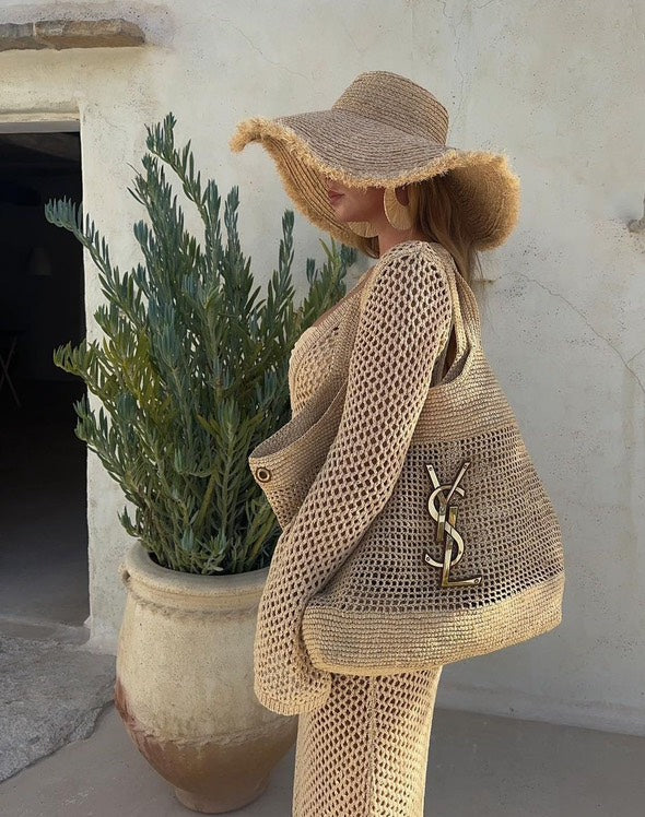 Luxury Handmade Straw Tote – Inspired by YSL