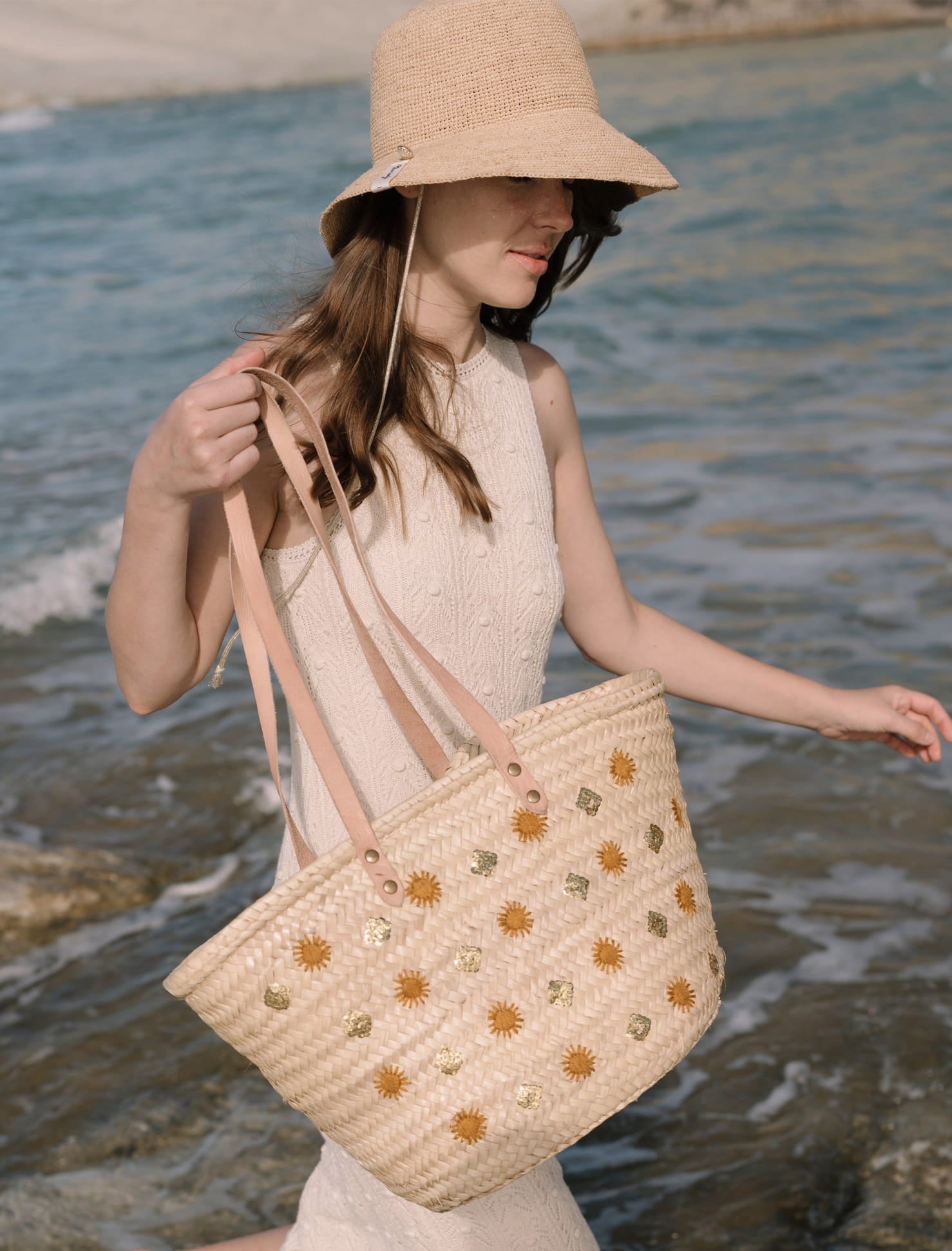 Artisanal Straw Beach Bag – Sunshine Edition