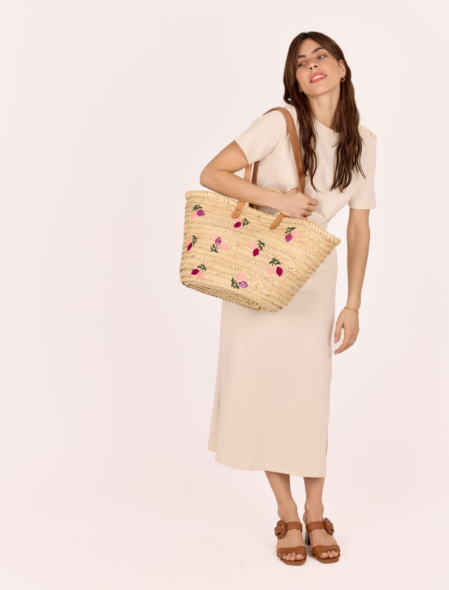 Handmade Moroccan Straw Tote Bag – Floral Embroidery