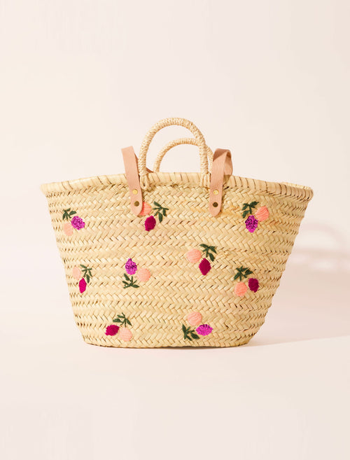 Handmade Moroccan Straw Tote Bag – Floral Embroidery