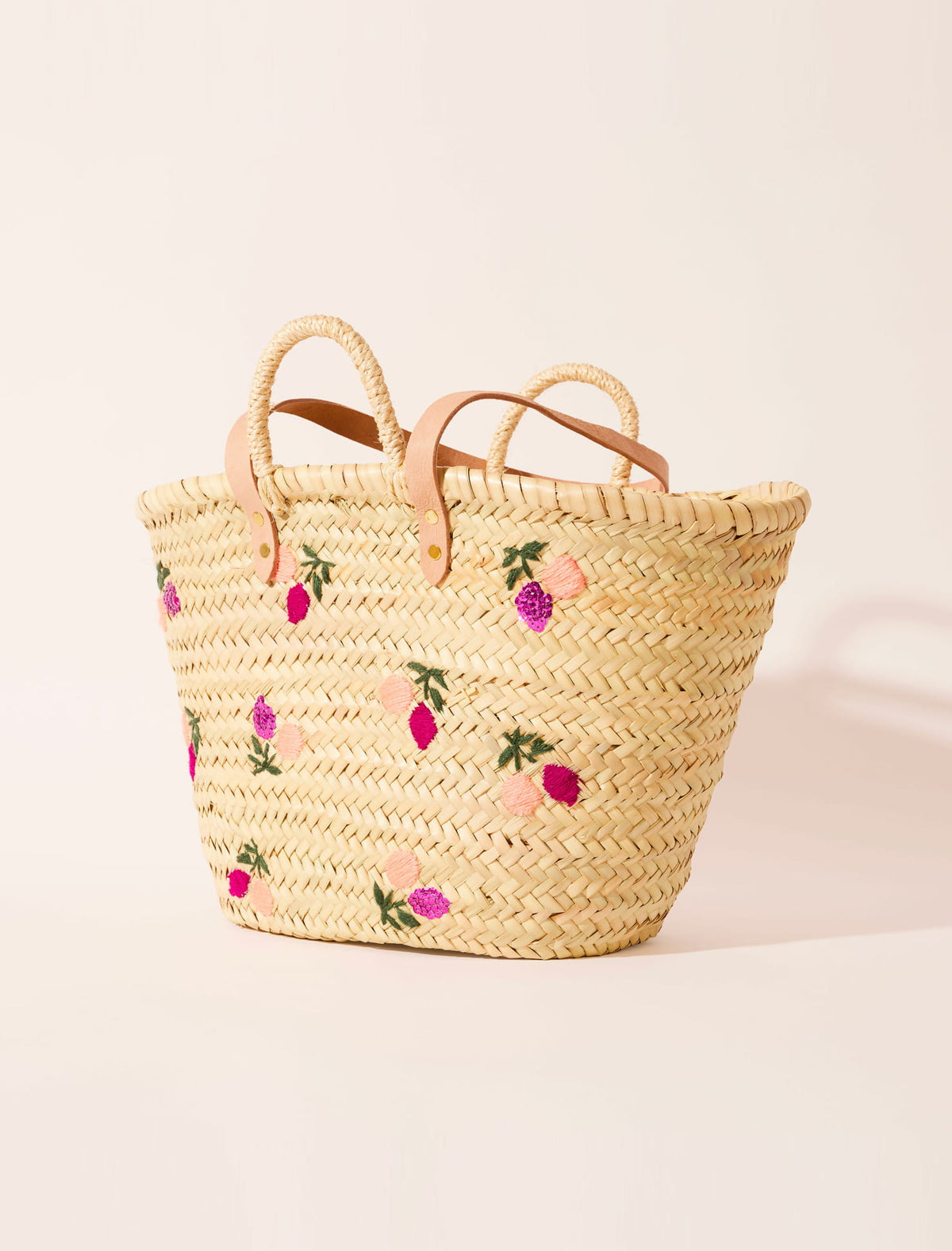 Handmade Moroccan Straw Tote Bag – Floral Embroidery