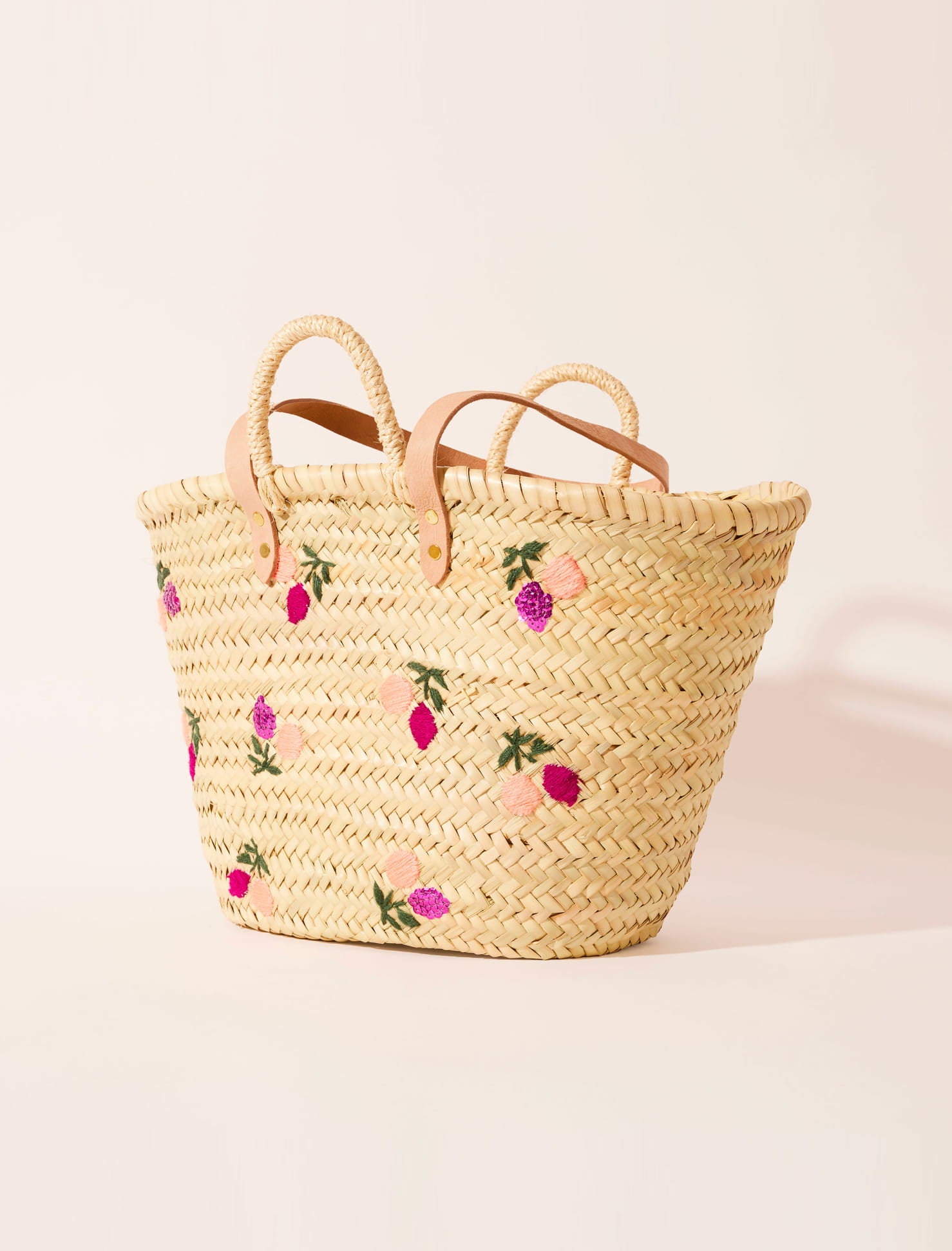Handmade Moroccan Straw Tote Bag – Floral Embroidery