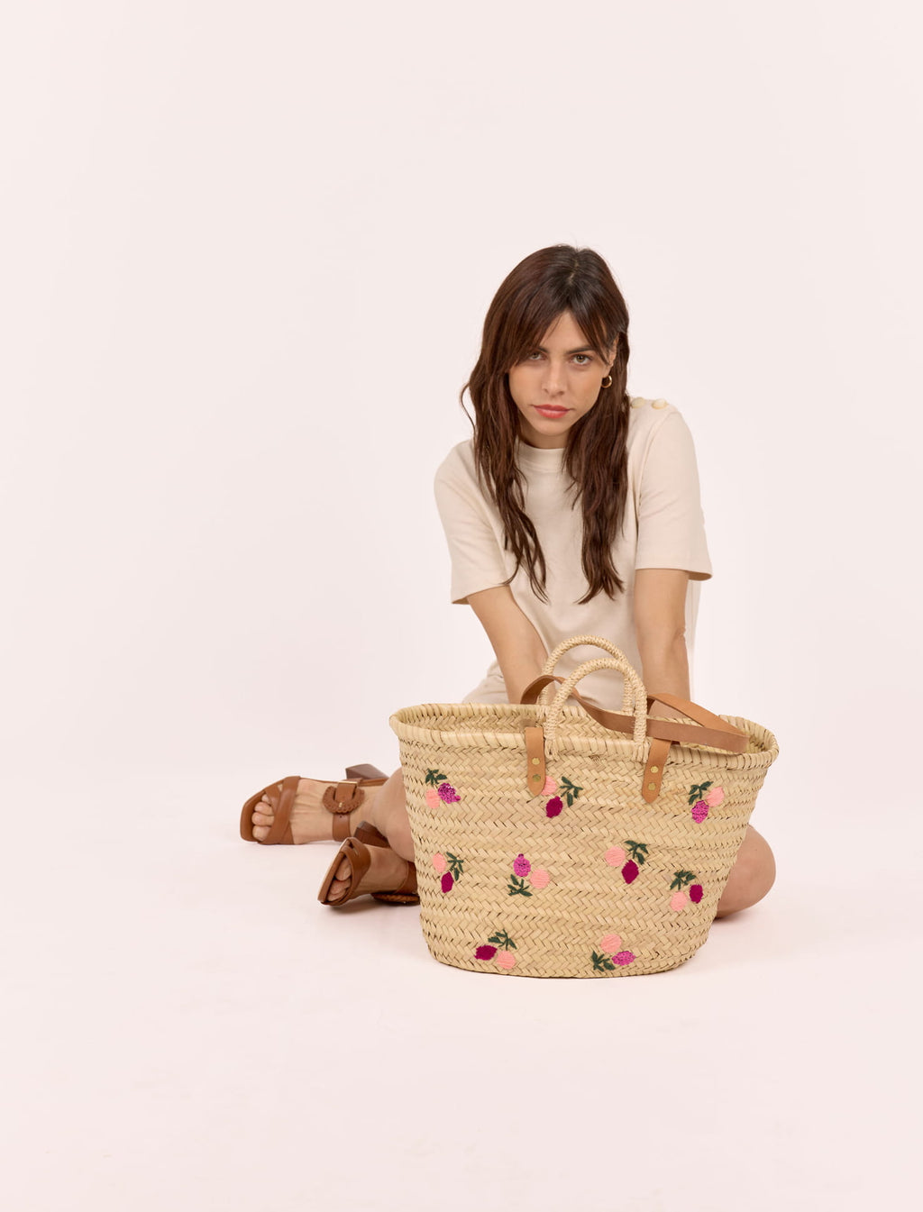 Handmade Moroccan Straw Tote Bag – Floral Embroidery